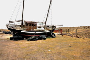 Altes Fischerboot in Thorsminde
